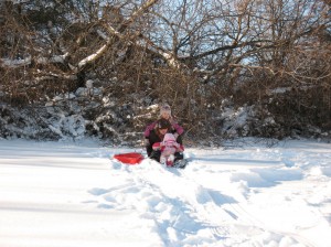 3 Girls Sledding
