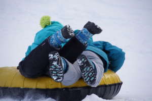 Girls tube Lapland Lake