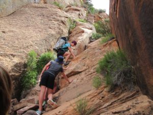 Canyoneering steep climb